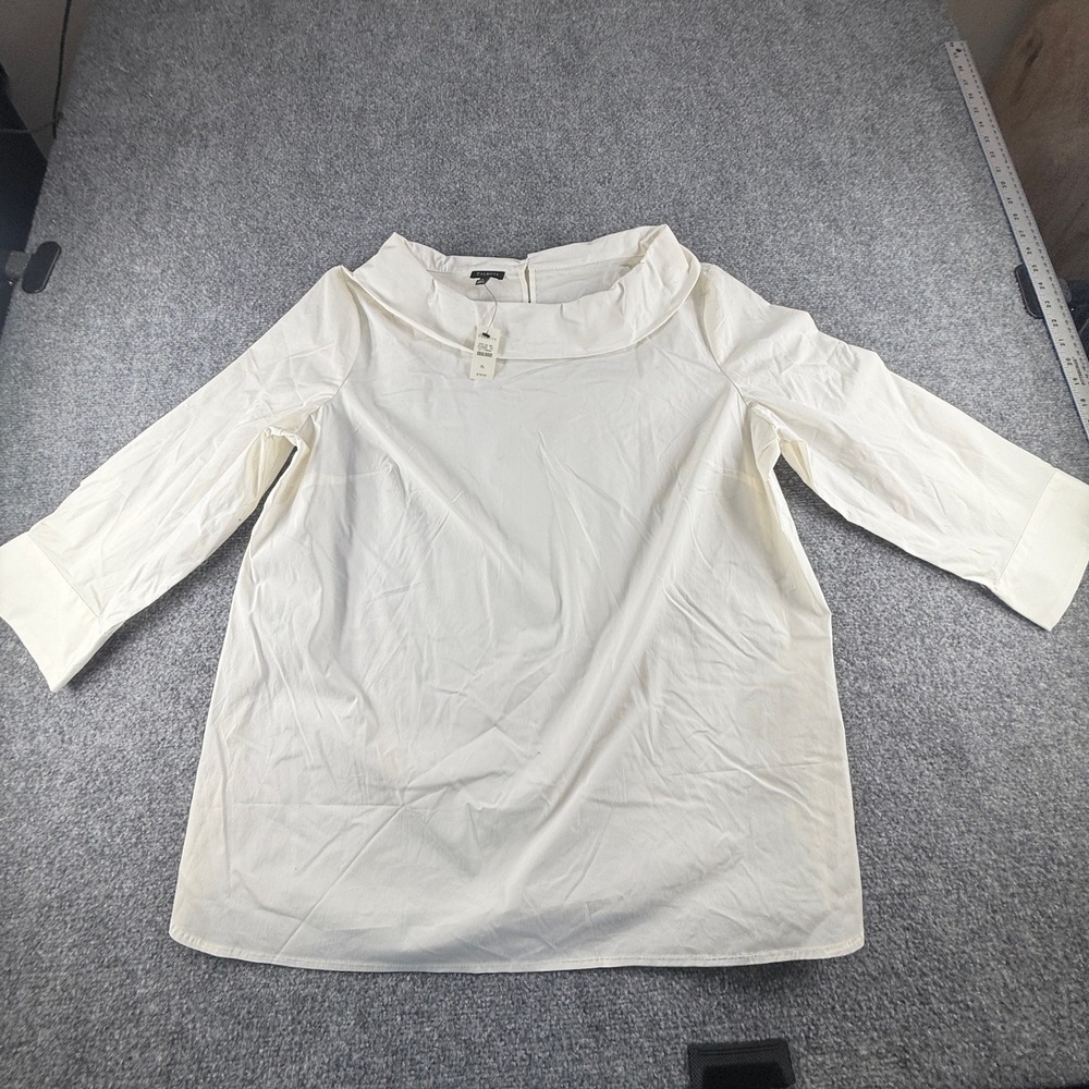 Talbots Womens Portrait Collar Blouse Cream 3/4 Sleeve Top XL NWT 51179892
